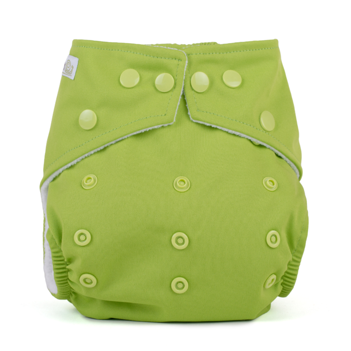 Lime green cloth nappy with poppers