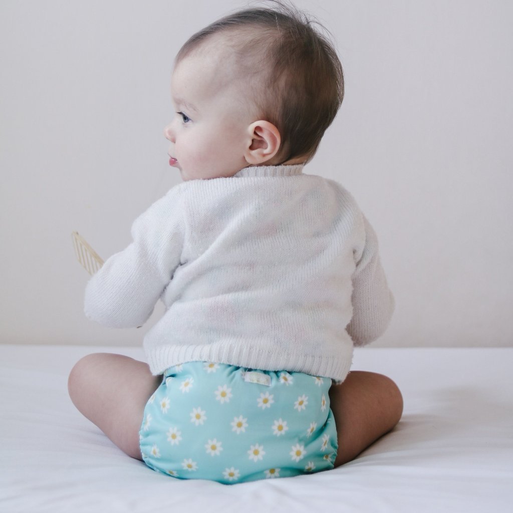 Sitting baby in Baba+Boo Daisy Chain nappy